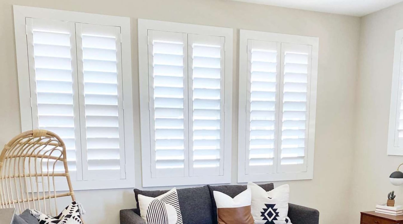 Plantation shutters in a living room